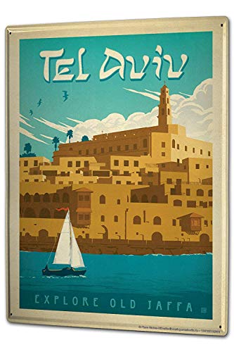 Preisvergleich Produktbild HGNGHN Tin Sign XXL Travel Kitchen Tel Aviv