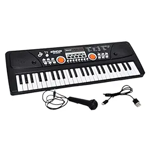 Kids Music Piano Keyboard, 49 Keys Piano Keyboard Toys with Microphone Portable Mono Electronic Piano Keyboard Teaching Piano Toy Gift for Beginners Boys Girls Ages 3-12, Black