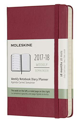 Moleskine WeeklyÂ Notebook Dairy/Planner JulyÂ 2017-December 2018Â -Â  Calendar Berry Rose Pocket Weekly Notebook Diary 18 Months Hardcover