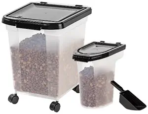 IRIS USA Airtight Food Storage Combo with Scoops MP-350/MP-220/SCP-2, Black, 6 & 25 lb (300571)