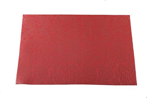 4PCS Red Pvc Table Placemats Non Slip Insulation Rose Flower Kitchen Dining Placemats Individuales Doilies Cup Mats Coaster Pad