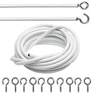 HomeAdorable WHITE WINDOW NET CURTAIN WIRE NET CORD CABLE WITH HOOK AND EYE FITTINGS 2m, 3m, 4m, 5m (2 meter)