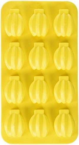 Fairly Odd Novelties Banana Shape Flexible 12 Ice Cube Tray Mold Rubber Novelty Gag Gift, Yellow