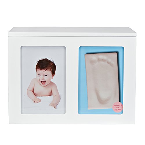 Keepsake box - Holz Aufbewahrungsbox, Erinnerungsbox, Andenken- Box fĂŒr Ihr Baby mit Passepartout (Blau und Pink) und Glasscheiben