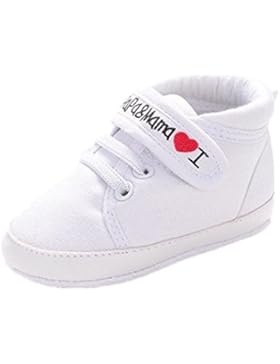 Ularmo Schuhe für 0-18 Monate Baby, Weiche Sohle Kleinkind-Schuhe Segeltuch-Turnschuh (11cm(0-6 Monate), Weiß)