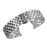22mm Luxus 316l Edelstahl Uhrenarmband Armband in Silber solide Links gekrümmte Ende gefaltete Schließe