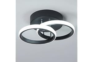 EIDISUNY LED Ceiling Light Modern Ceiling Lamp Black Rings Simple Ceiling Light Fixture LED for Corridor Kitchen Stairs Hallway Study Room Bedroom Living Room - Black 20W (Cool White Light 6000K).
