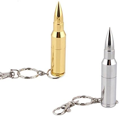 Sucolin USB Keyrings Funny USB Flash Drive 16GB Metal Keychain Bullet Silver or Gold (2)