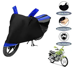 Auto Hub Water Resistant Bike Body Cover for Hero HF Deluxe Eco - Black/Blue