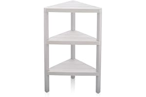 DIVCHI 3 Tier Corner Shelf Triangle Space-Saving Freestanding Shelving Unit | Storage Shelves | Display Rack | Bookcase | Kitchen Stand | Living Room Organiser | Bedroom Bookshelf (White)