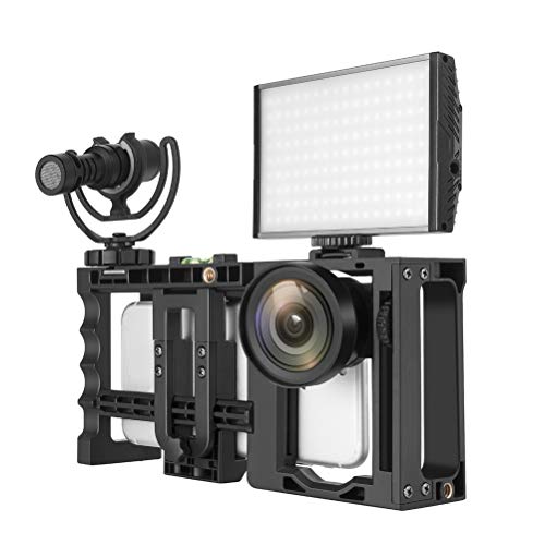 Preisvergleich Produktbild Zecti Smartphone Video Rig, einstellbare Telefon Video Stabilisator mit Cold Shoe für Filmemacher Videofilmer, Aufnahme Vlogging Rig für Apple iPhone Samsung und Phone innerhalb von 7-Zoll-Bildschirm