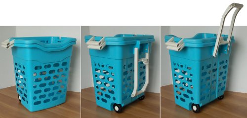 fahrbarer Wäschekorb (blau) - 3