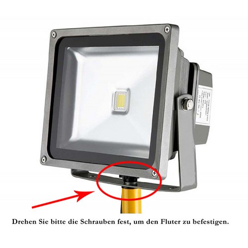 Hengda® 20W LED Fluter Außen Scheinwerfer 230V mit Outdoor Stativ Höhenverstellbar Stahlstativ - 6
