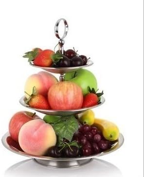 DYF Fruit Candy Disk European Stainless Multi-Specification Object Storage,Three floor,27.7/19.0/14.1*35CM