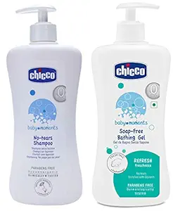 Chicco No-Tears Shampoo (500ml) & Chicco Bathing Gel 500-Refresh