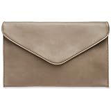 handtasche taupe leder 30 cm x 18 cm x 3 cm. CASPAR TA310 Damen Envelope Clutch, Farbe:taupe