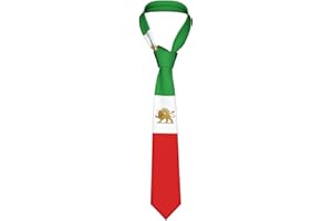 DABOYOZHZH Emblem Of Iran Lion And Sun Flag Of Iran Striped Necktie Men'S Neck Ties Mens Party Business Neckties Soft Skil Tie, White, One size