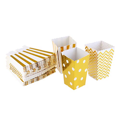 OUNONA 50 Stück Popcorn Boxen Pappe Party Candy Container,Golden