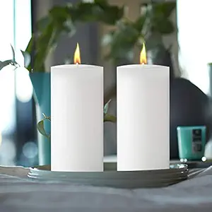 Auradecor Paraffin Wax Pillar Candle (Set of 2, 3 X 6 Inch, White)