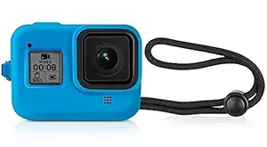 Action Pro Silicon Protective Case with Lanyard Compatible with Gopro Hero 8, Blue