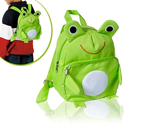 mws Zaino a Spalla Asilo e Tempo Libero Zainetto Animali 3D Animals Colori Vivaci con Chiusura a Cerniera (Modello Rana)