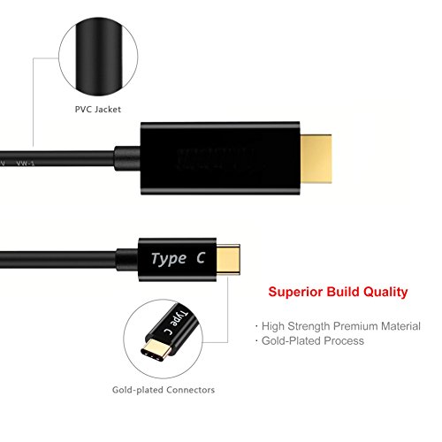 USB 3.1 Typ-C zu HDMI Kabel für MacBook Pro, MacBook, ChromeBook Pixel, Samsung Galaxy S8 / S8 Plus und mehr. Thunderbolt 3 Kompatibel, [DEMEDO] USB C zu HDMI Kabel – 3m / 10f - 2