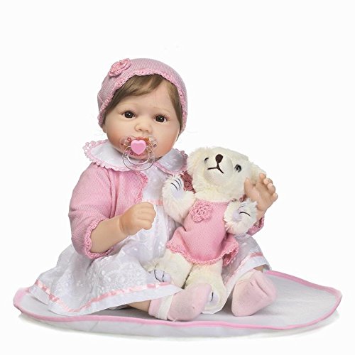 Nicery Reborn Baby Doll Réincarné bébé Poupée Doux Simulation Silicone Vinyle 22 Pouces 55cm Bouche Vif Réaliste Qui Semble Vivant Garçon Fille Jouet Vif réaliste Âge 3+ RD45C064UF