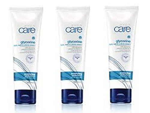 3 x Avon Care Glycerine Hand and Nail and Cuticle Cream with calcium and vitamin E