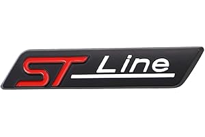 ZOUXO 1 x 3D Metal ST Line Sticker Car Head Emblem Badge Chrome Sticker for Most Car Models (Black/Red)