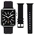 Price comparison product image VODKE Band Compatible with Apple Watch 38mm 40mm, Flannelette Surface Genuine Leather Replacement Band Strap Wristband Compatible with iWatch Series 4/3/2/1 Black