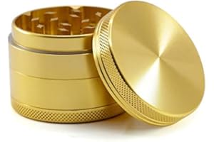 ONEBRAND Herb Grinder, Metal Grinder Zinc Alloy 4 Layers with Pollen Catcher-Scraper and Magnetic Top-Portable Grinders for Dry Herb and Spice - 2.15 Inches (55mm). ((40mm), (Gold))