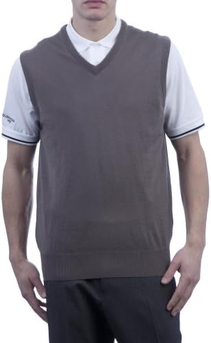 Glenmuir Men's Lightweight 100% Merino Wool Sleeveless Golf Slipover-Latte-Small