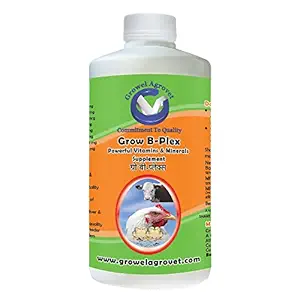 Growel Grow B- Plex - Vitamins & Minerals Supplements for Birds,Goat,Pigs,Horse,Poultry & Other Farm Animals (1000 ml.)