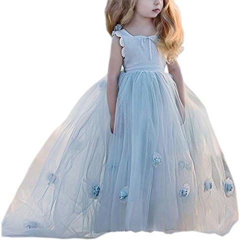 Pnehewery Light Blue Long Girls Dresses Blue Ball Gowns Toddler Pageant Dress