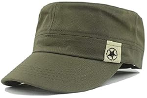 WOKEE_ Flat Top Army Cap Twill Military Style Hat Cadet Patrol Bush Cap for Men Women