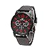 Produktbild SUNNOW® Mode Damen Herren-Uhren Quarz Analog Edelstahl-Sport-Armbanduhr Neu Unisex (Rot)