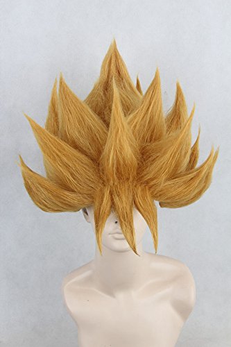 Topcosplay Unisex Short Fancy Peculiar Fiber Stand Up Cosplay Wigs For Halloween Party (Yellow)