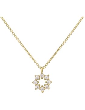 aion Collier Massiv Gold 585 Gold Kette mit Anhänger Gelbgold 14K Stern - Zirkonia Halskette 45cm
