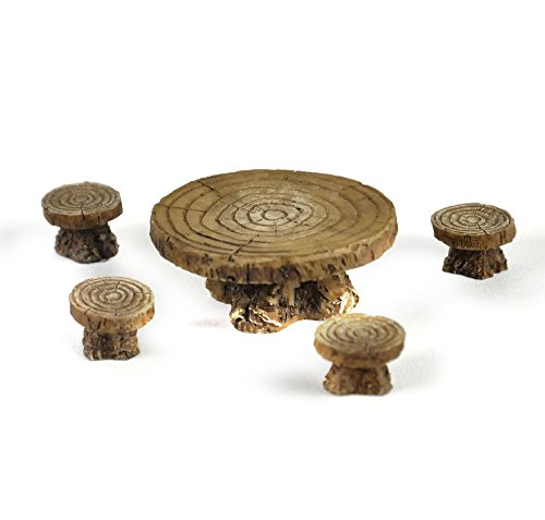 Woodland Table and Stool Set – Fiddlehead Fairy Garden Collection - 2