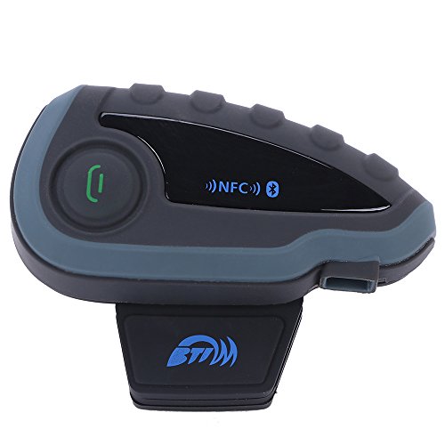 BTI moto de la motocicleta 2pcs Multi intercomunicador de Bluetooth Interphone - Auriculares remoto manillar, Radio FM NFC 1200m - 5 corredores Full Duplex Bluetooth manos libres de intercomunicación de Comunicación,, Impermeable, grande para montar a caballo y esquí