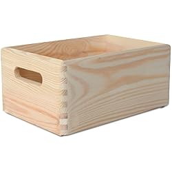 Creative Deco 2 x Grande Caisse de Rangement Bois Simple | 30 x 20 x 14 cm | avec Poignées | Boîte Multi-Usage à Décorer | Non Peinte | Parfait pour Documents, Objets Variés, Jouets et Outils