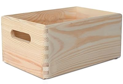 Creative Deco Grande Caisse de Rangement en Bois Simple | 30 x 20 x 14 cm | avec Poignées | Boîte Multi-Usage à Décorer | Non Peinte | Parfait pour Documents, Objets Variés, Jouets et Outils