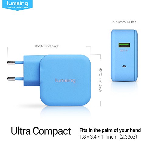 Lusimg USB Ladegerät QC 3.0 18W Ladeadapter Charger für iPhone 7 / 7 Plus / 6S / 6 Plus / iPad / iPod / Samsung Galaxy / HTC und Smartphone Tablet Blau - 8