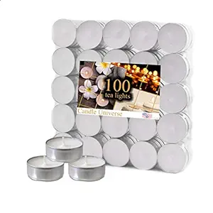 Candle Universe Wax Blend With Cotton Tealight Candles, 100 Tea Lights, Unscented