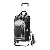 Hochwertig: Trolley Gestell aus Aluminium mit 50 kg belastbar | leicht laufender Treppensteiger | Shopper Tasche als Rucksack tragbar