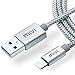Apple MFi Certified 6ft long Nylon Braided Original Mivi Tough Lightning Cable for iPhone, iPad and iPod, Super fast charging up to 2.4Amps (Silver) RS.999.00