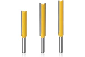 ASNOMY 3pcs Gambo Extra Lungo Fresa a Taglienti Diritti per Canali, codolo da 8MM Punta da Fresatrice Verticale Dritta con Doppia Scanalatura Fresa Lavorazione Legno