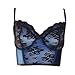Produktbild Damen Schwarz & Blau konstraststreifen mit non-padded Bügel Cups mit Spitze Details 32–34 A-D 36 B (A214), schwarzblau