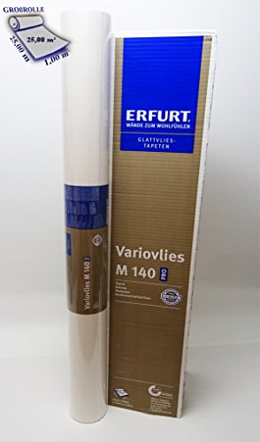 1 GROß-Rolle 25m² (1,38Euro/m²) ERFURT Variovlies M 140, Glattvlies Malervlies überstreichbare Vliestapete