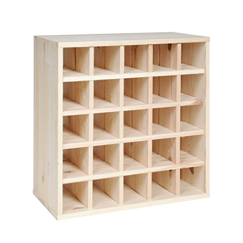 Weinregal / Flaschenregal System CUBE 52, Modul "Karo" für 25 Fl., Holz Kiefer natur, stapelbar / erweiterbar - H 52 x B 52 x T 25 cm